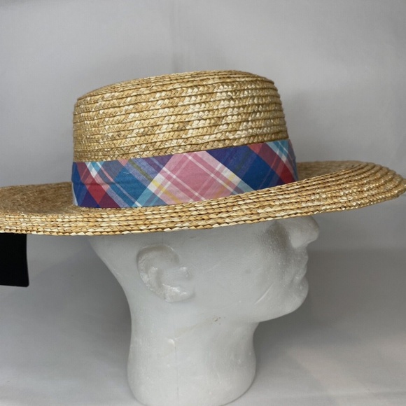 Bioworld Straw Sun Hat Wide Brim Multicolor Decorative Ribbon Trim NWT - Picture 5 of 6